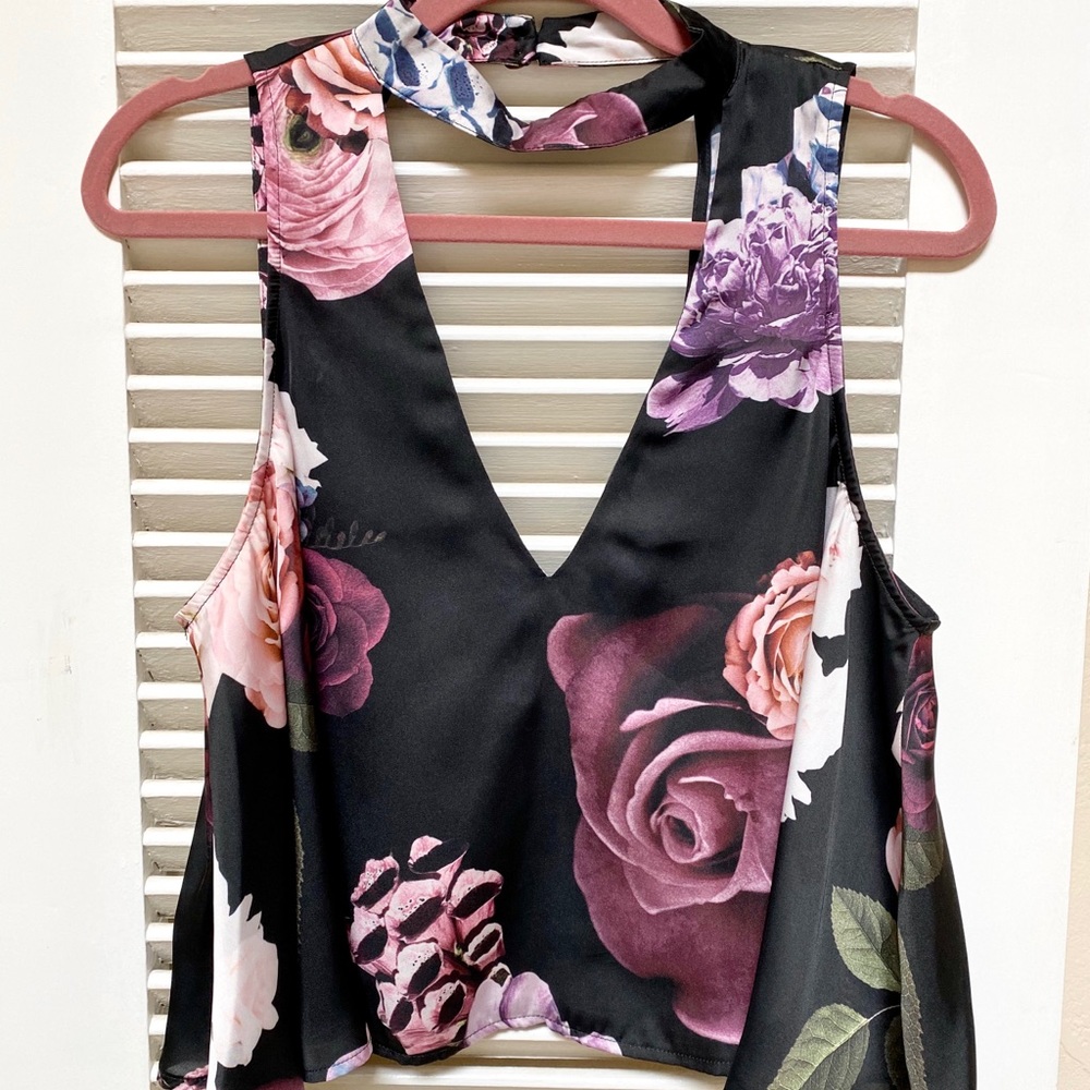 Show Me Your Mumu Floral Collar Crop Top